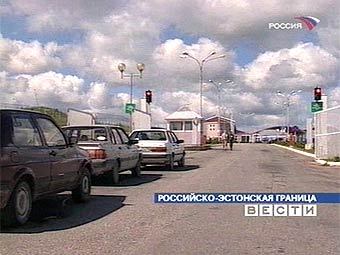 КПП на российско-эстонской границе. Кадр телеканала "Россия"