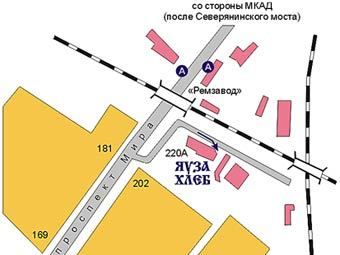 Схема расположения хлебозавода с сайта ОАО "Яуза-хлеб"
