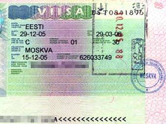 Образец визы в Эстонию