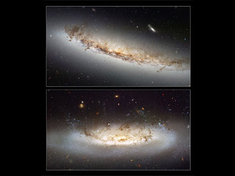 ��������� NGC 4522 (������) � NGC 4402 (�����). ���� NASA & ESA