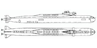 Схема подлодки проекта "Борей". Иллюстрация с сайта submarine.id.ru