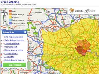 ������ �� "����� ������������". ����������� � ����� maps.met.police.uk